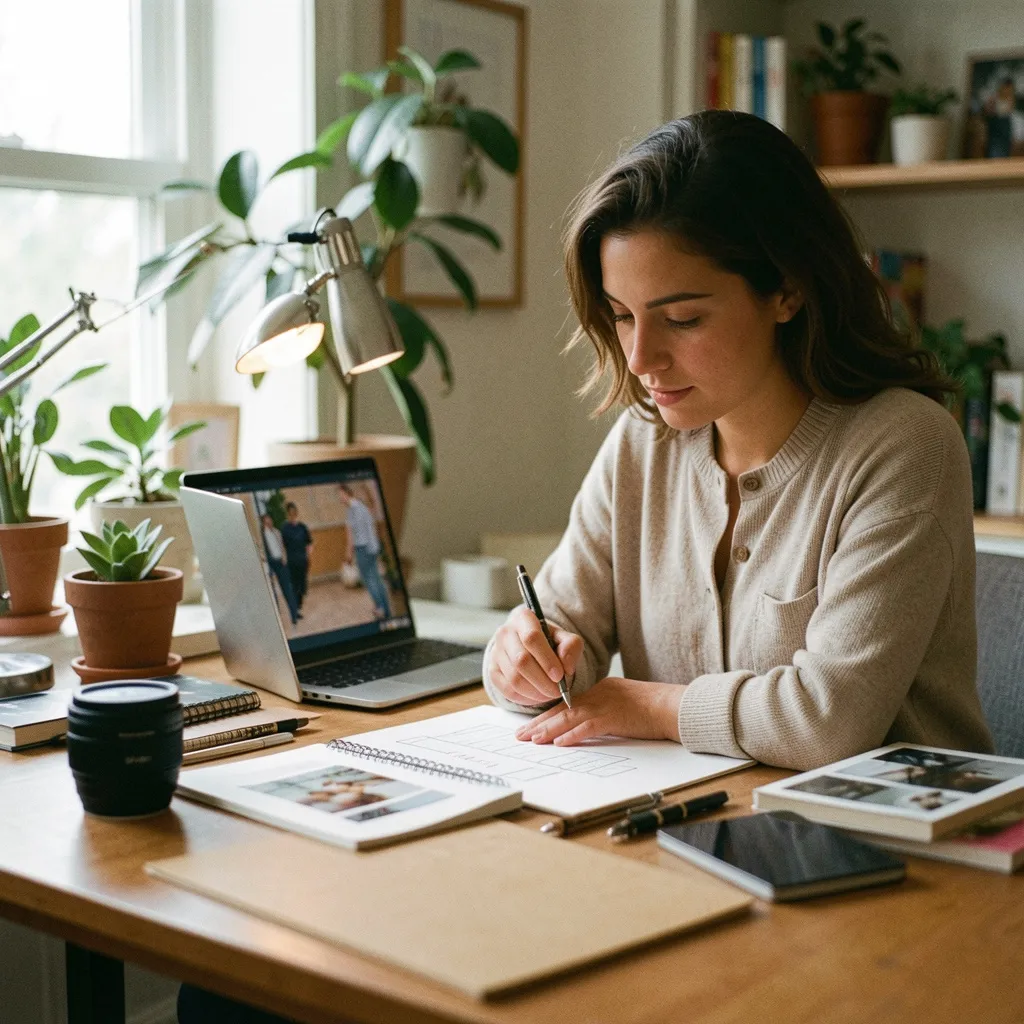 Minimal desk layout with documents and soft daylight